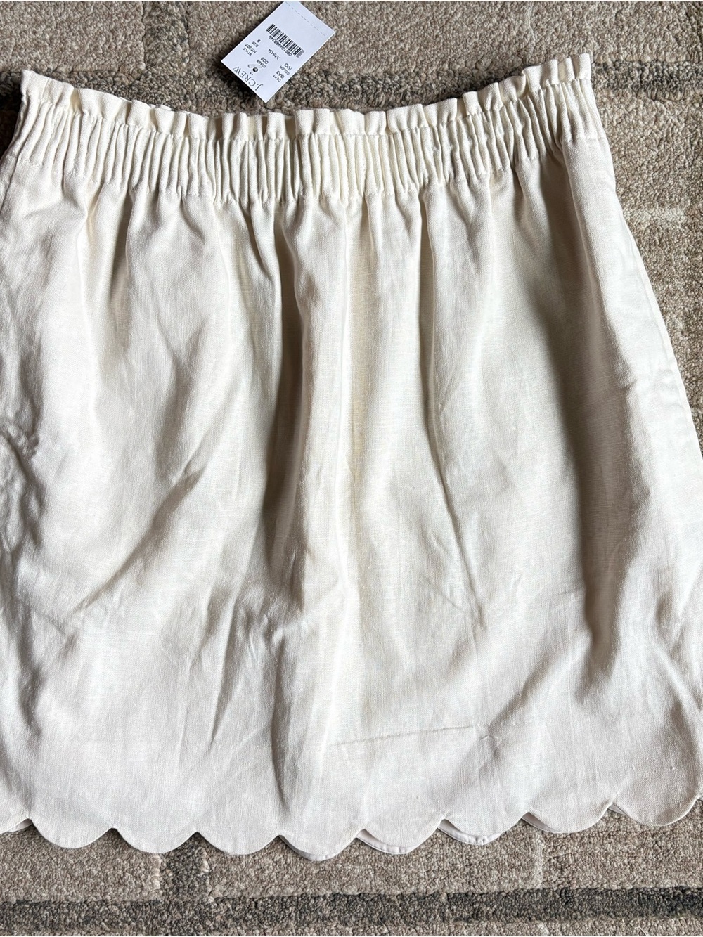 J.Crew ivory linen cotton-blend scalloped hem mini skirt NWT